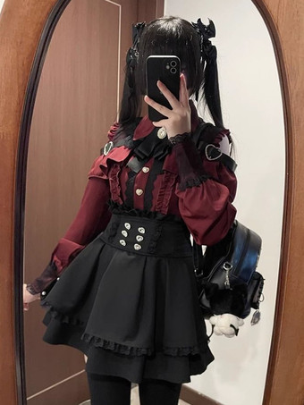 量産型 地雷系 2点セット リボン バタフライかわいい 肩を出し 長袖 サロペット スカートロリータドレスセットアップ