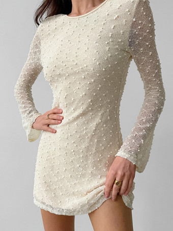ボディコンドレス オープンバック ロングスリーブ ミニドレス レディース 2025
