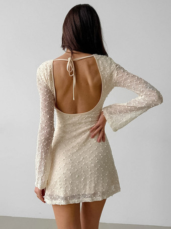 ボディコンドレス オープンバック ロングスリーブ ミニドレス レディース 2025