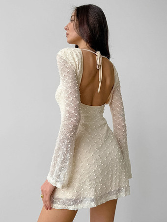 ボディコンドレス オープンバック ロングスリーブ ミニドレス レディース 2025