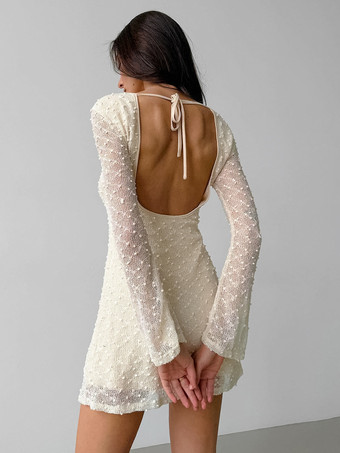 ボディコンドレス オープンバック ロングスリーブ ミニドレス レディース 2025