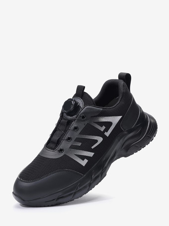 ブラック メンズ スニーカー ロートップ 滑り止め 厚底 ランニングシューズ 軽量 スピニング レースフリー ジョギングシューズ