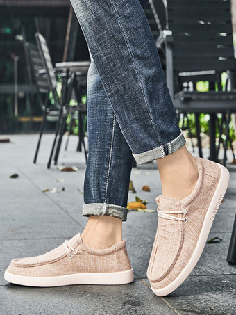 Mocassins en toile à enfiler pour hommes chaussures de pont à bout rond confortables antidérapantes décontractées