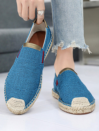 Mocasines de lona para hombre sin cordones de lino tejidos cómodos ligeros transpirables a la moda informales antideslizantes.