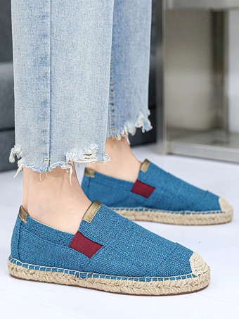 Mocasines de lona para hombre sin cordones de lino tejidos cómodos ligeros transpirables a la moda informales antideslizantes.