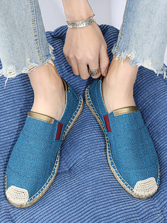 Mocasines de lona para hombre sin cordones de lino tejidos cómodos ligeros transpirables a la moda informales antideslizantes.