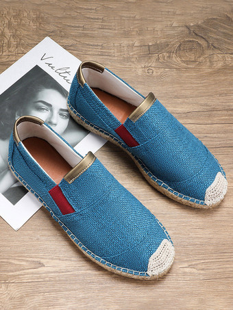 Mocasines de lona para hombre sin cordones de lino tejidos cómodos ligeros transpirables a la moda informales antideslizantes.