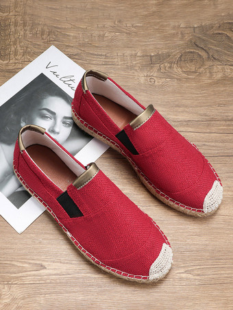 Mocasines de lona para hombre sin cordones de lino tejidos cómodos ligeros transpirables a la moda informales antideslizantes.