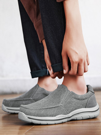 Mocasines de lona para hombre con plataforma y punta redonda ligeros e informales para náuticos