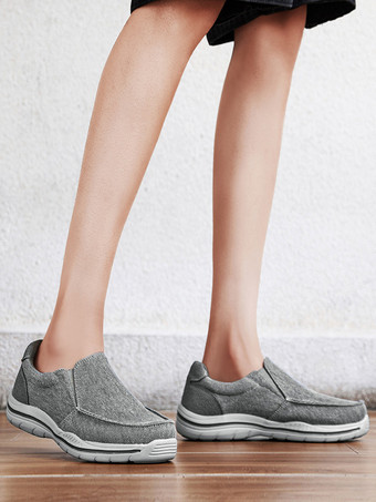 Mocasines de lona para hombre con plataforma y punta redonda ligeros e informales para náuticos