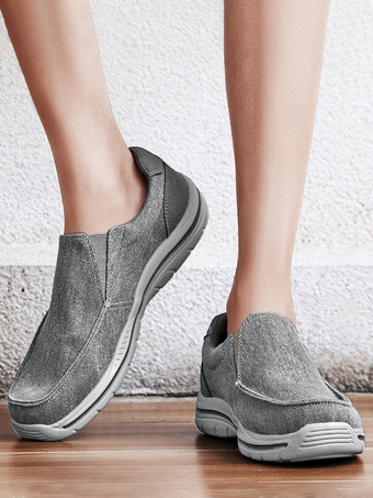 Mocasines de lona para hombre con plataforma y punta redonda ligeros e informales para náuticos