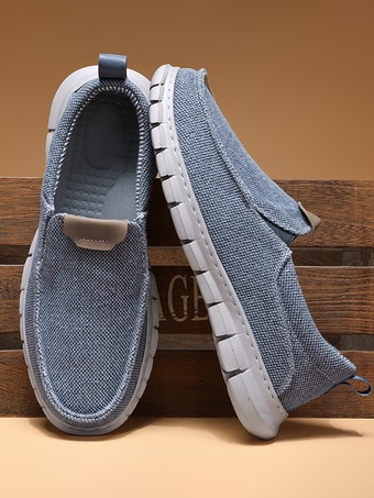メンズ キャンバス スリッポン ローファー 編み込みアッパー ペニーシューズ 滑り止め 厚手ラバーソール 軽量 通気性 デッキシューズ
