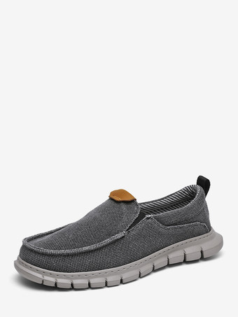 グレイメンズ キャンバス スリッポン ローファー 編み込みアッパー ペニーシューズ 滑り止め 厚手ラバーソール 軽量 通気性 デッキシューズ