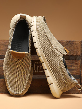 メンズ キャンバス スリッポン ローファー 編み込みアッパー ペニーシューズ 滑り止め 厚手ラバーソール 軽量 通気性 デッキシューズ