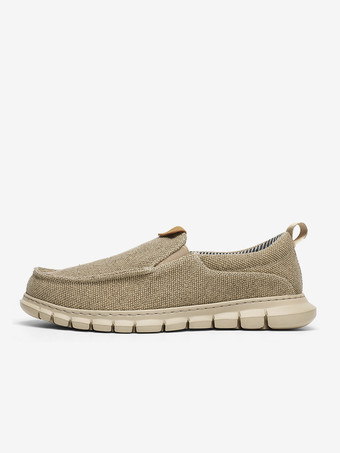 メンズ キャンバス スリッポン ローファー 編み込みアッパー ペニーシューズ 滑り止め 厚手ラバーソール 軽量 通気性 デッキシューズ