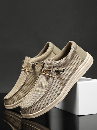 Mocassins en toile à enfiler pour hommes chaussures plates à bout rond chaussures de pont décontractées