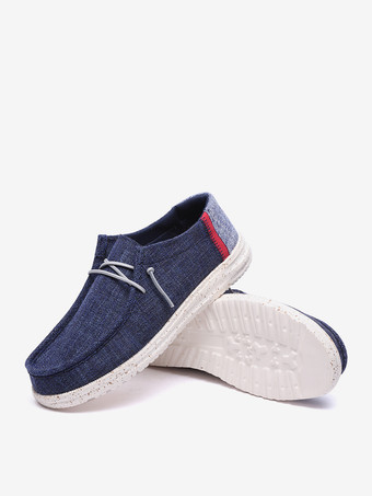 Mocasines de lona para hombre planos con punta redonda ligeros transpirables y cómodos.