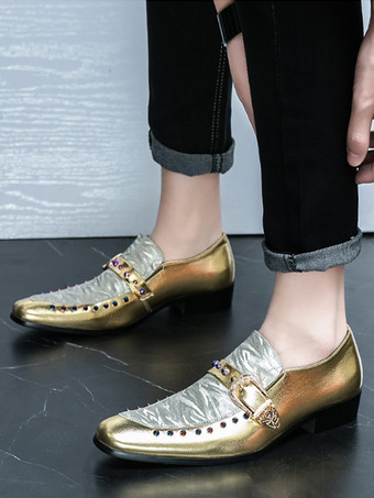 メンズ モンクローファー レザー＆スエード パッチワーク ペニーシューズ ラウンドトゥ ローヒール パーティーシューズ