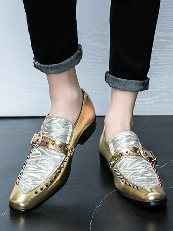 メンズ モンクローファー レザー＆スエード パッチワーク ペニーシューズ ラウンドトゥ ローヒール パーティーシューズ