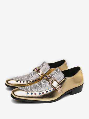 メンズ モンクローファー レザー＆スエード パッチワーク ペニーシューズ ラウンドトゥ ローヒール パーティーシューズ