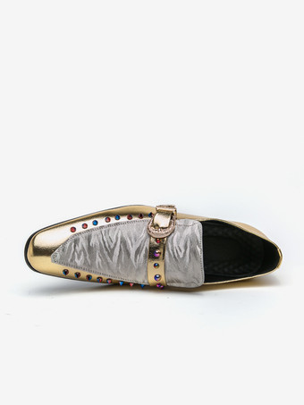 メンズ モンクローファー レザー＆スエード パッチワーク ペニーシューズ ラウンドトゥ ローヒール パーティーシューズ