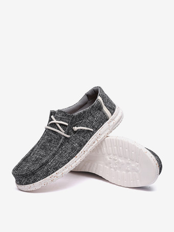 Mocasines de lona para hombre planos con punta redonda ligeros transpirables y cómodos.