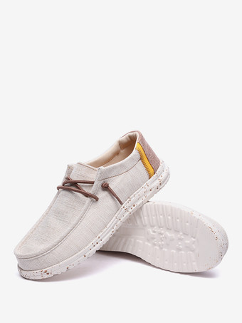 Mocasines de lona para hombre planos con punta redonda ligeros transpirables y cómodos.