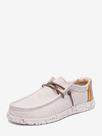 marfil Mocasines de lona para hombre planos con punta redonda ligeros transpirables y cómodos.