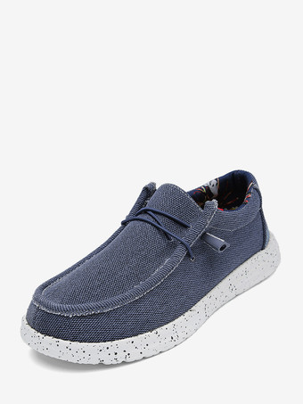 ブルー メンズ スリッポン ローファー 軽量 通気性 キャンバスシューズ ラウンドトゥ ウェットグリップ ラバーソール キャンバスシューズ