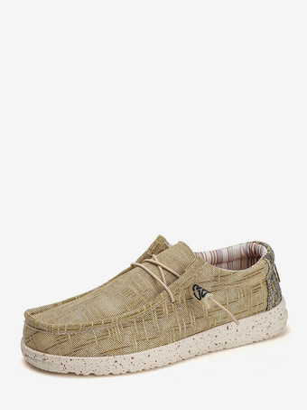 caqui Mocasines de lona para hombre con punta redonda suela de goma antideslizante para exteriores