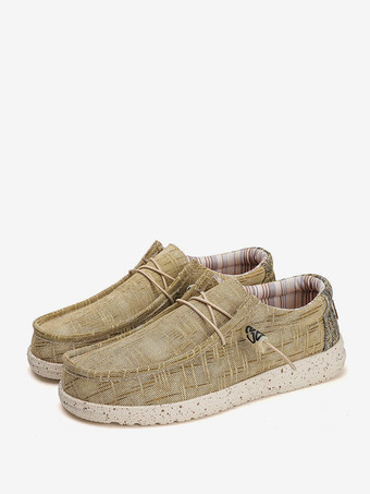 Mocasines de lona para hombre con punta redonda suela de goma antideslizante para exteriores