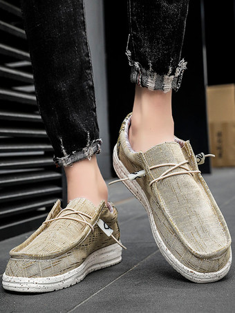 Mocasines de lona para hombre con punta redonda suela de goma antideslizante para exteriores