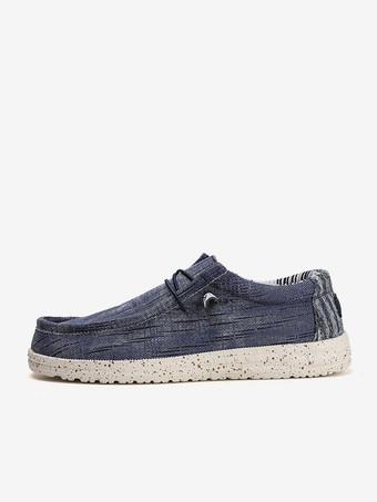 Mocasines de lona para hombre con punta redonda suela de goma antideslizante para exteriores