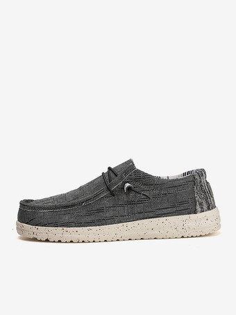 Mocasines de lona para hombre con punta redonda suela de goma antideslizante para exteriores