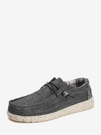 negro Mocasines de lona para hombre con punta redonda suela de goma antideslizante para exteriores