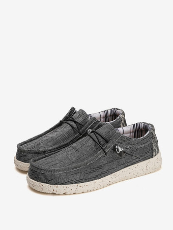 Mocasines de lona para hombre con punta redonda suela de goma antideslizante para exteriores