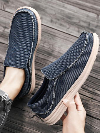 Mocassins en toile pour hommes tige tissée chaussures Penny semelles en caoutchouc épaisses antidérapantes chaussures de pont légères et respirantes