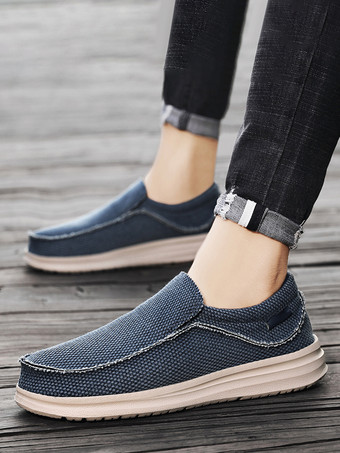 Mocassins en toile pour hommes tige tissée chaussures Penny semelles en caoutchouc épaisses antidérapantes chaussures de pont légères et respirantes