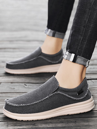 Mocassins en toile pour hommes tige tissée chaussures Penny semelles en caoutchouc épaisses antidérapantes chaussures de pont légères et respirantes