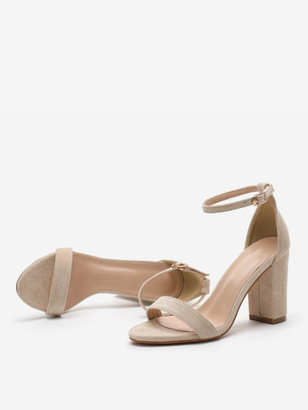 Chaussures de bal noires à talons épais et bout ouvert sandales à talons hauts