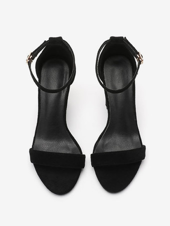 Chaussures de bal noires à talons épais et bout ouvert sandales à talons hauts