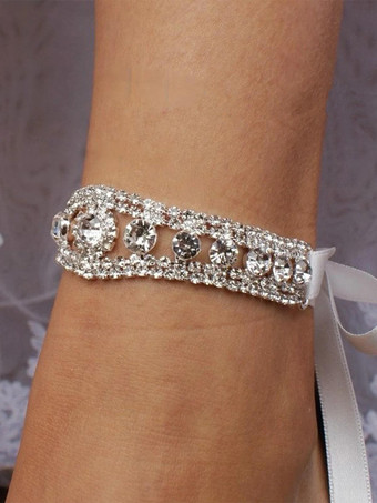 アイボリー チャンキーヒール ブライダルシューズ ポインテッドトゥ ラインストーン レースアップ ウェディングシューズ 2025