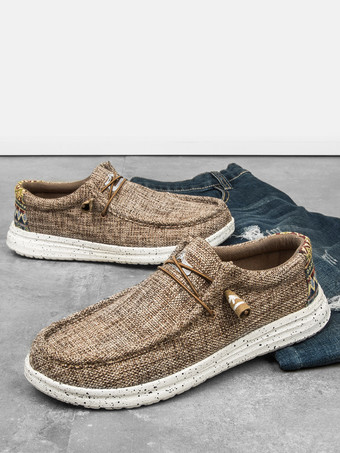 Mocassins en toile à enfiler pour hommes chaussures à plateforme à bout rond chaussures de pont légères souples confortables et décontractées