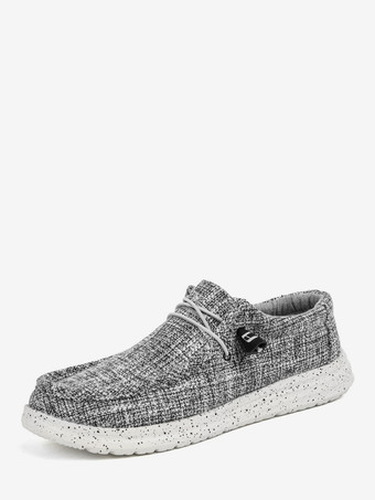 gris foncé Mocassins en toile à enfiler pour hommes chaussures à plateforme à bout rond chaussures de pont légères souples confortables et décontractées