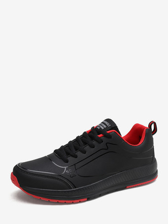 ブラックレッドメンズスニーカー 滑り止め 耐摩耗性 ハイキングシューズ 快適 通気性 カジュアル アウトドア トレーニング ランニングシューズ