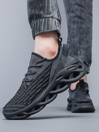 メンズスニーカー メッシュ 通気性 ロードランニングシューズ ハイレンジ 厚底 ジョギングシューズ