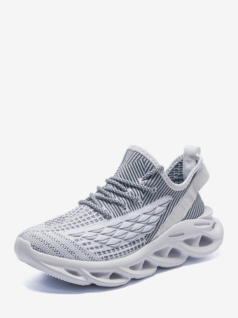 ホワイト メンズスニーカー メッシュ 通気性 ロードランニングシューズ ハイレンジ 厚底 ジョギングシューズ