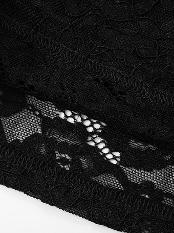 Combinaison sexy en dentelle noire épaules dénudées ceinture nouée manches longues tenue de club pour femmes 2025