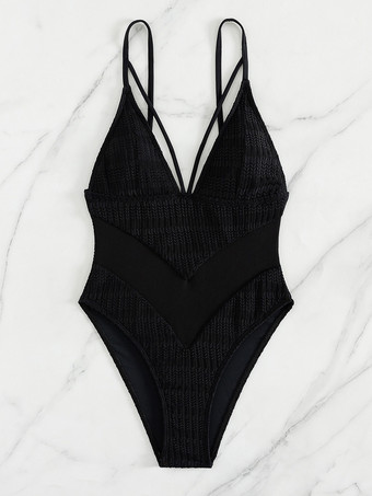 セクシーなワンピース水着、カットアウトVネックモノキニ、女性用2025