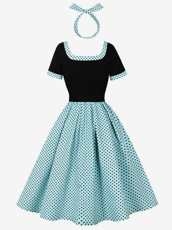 ドット柄Aラインミディドレス（ヘッドバンド付き）ヴィンテージコーデセット（レディース）2025